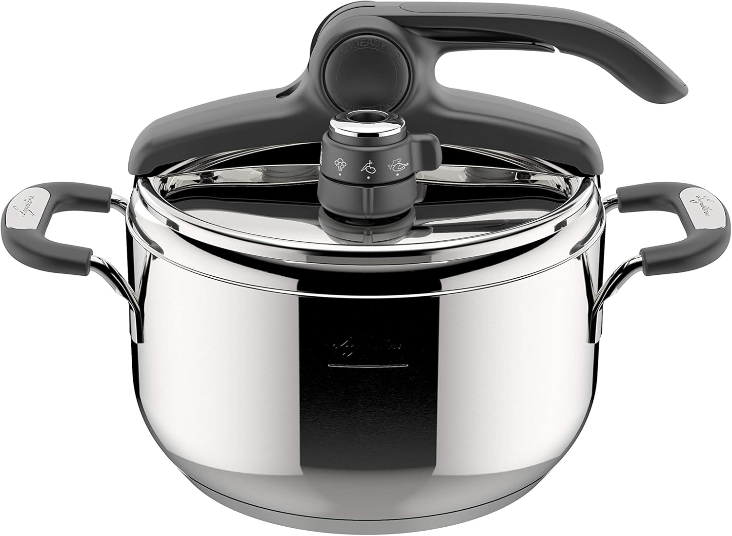 Lagostina Briosa LagoeasyUp Pentola a Pressione in Acciaio Inox 18/10 con Apertura Facile, Fondo Lagofusion e Valvola a Due Pressioni, Pentola a Pressione per Induzione e Gas, Capacità 5L