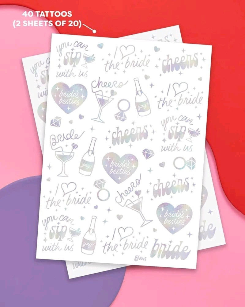 Cheers Bachelorette Temporary Tattoos - 40 Iridescent Styles