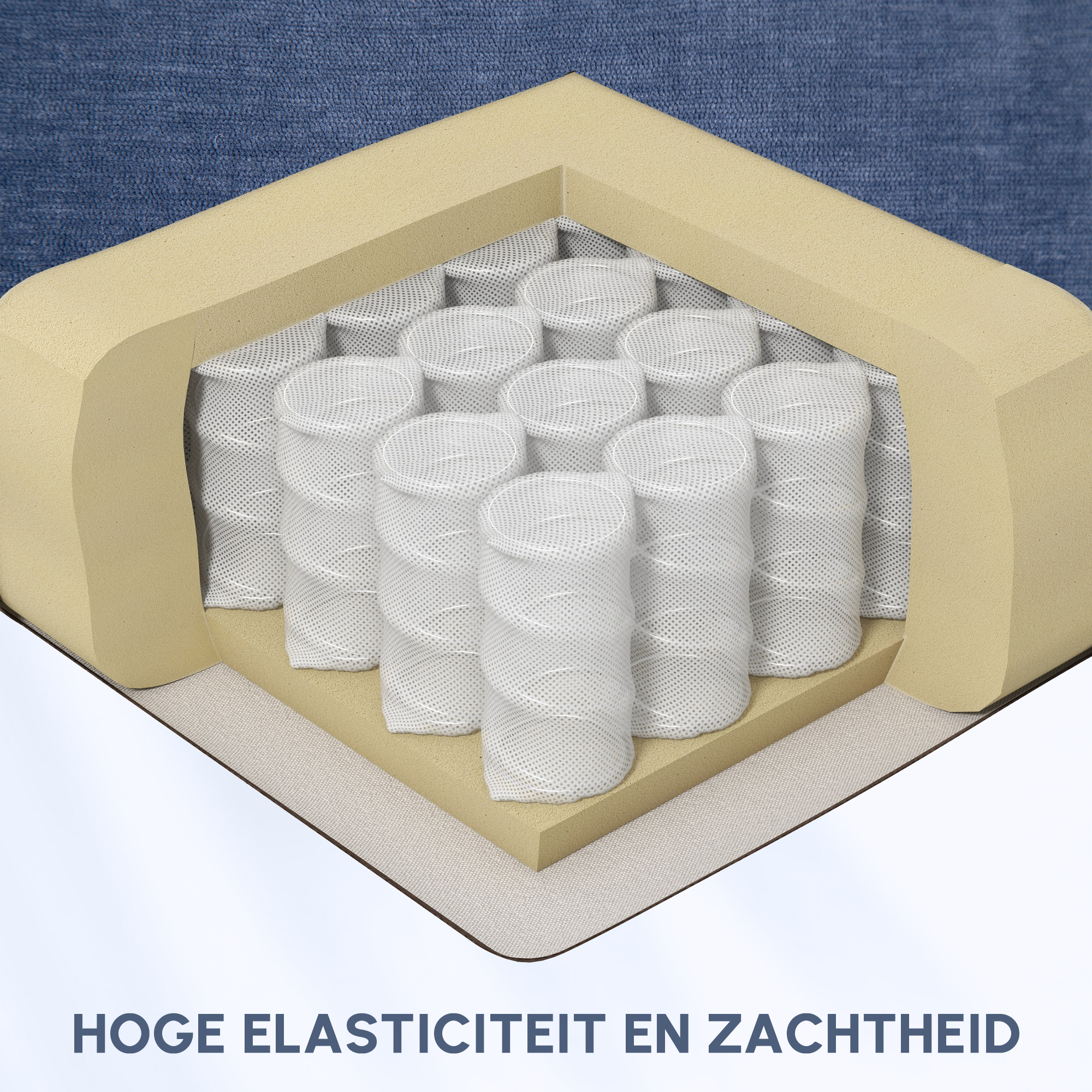 HOMCOM Massagestoel met Warmte- & Ligfunctie, Draaibaar, tot 150 kg, Metalen Frame, 98x90x98cm, Blauw