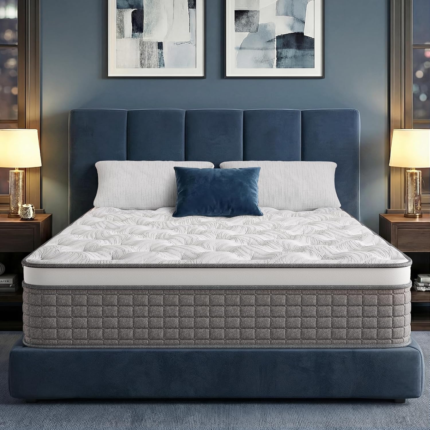 BedsPick King Size Mattress in A Box, 12 Inches Soft Hybrid Mattress with Memory Foam & Individually Wrapped Pocket Springs for Support, CertiPUR-US Certified, Fiberglass-Free, Pressure Relief