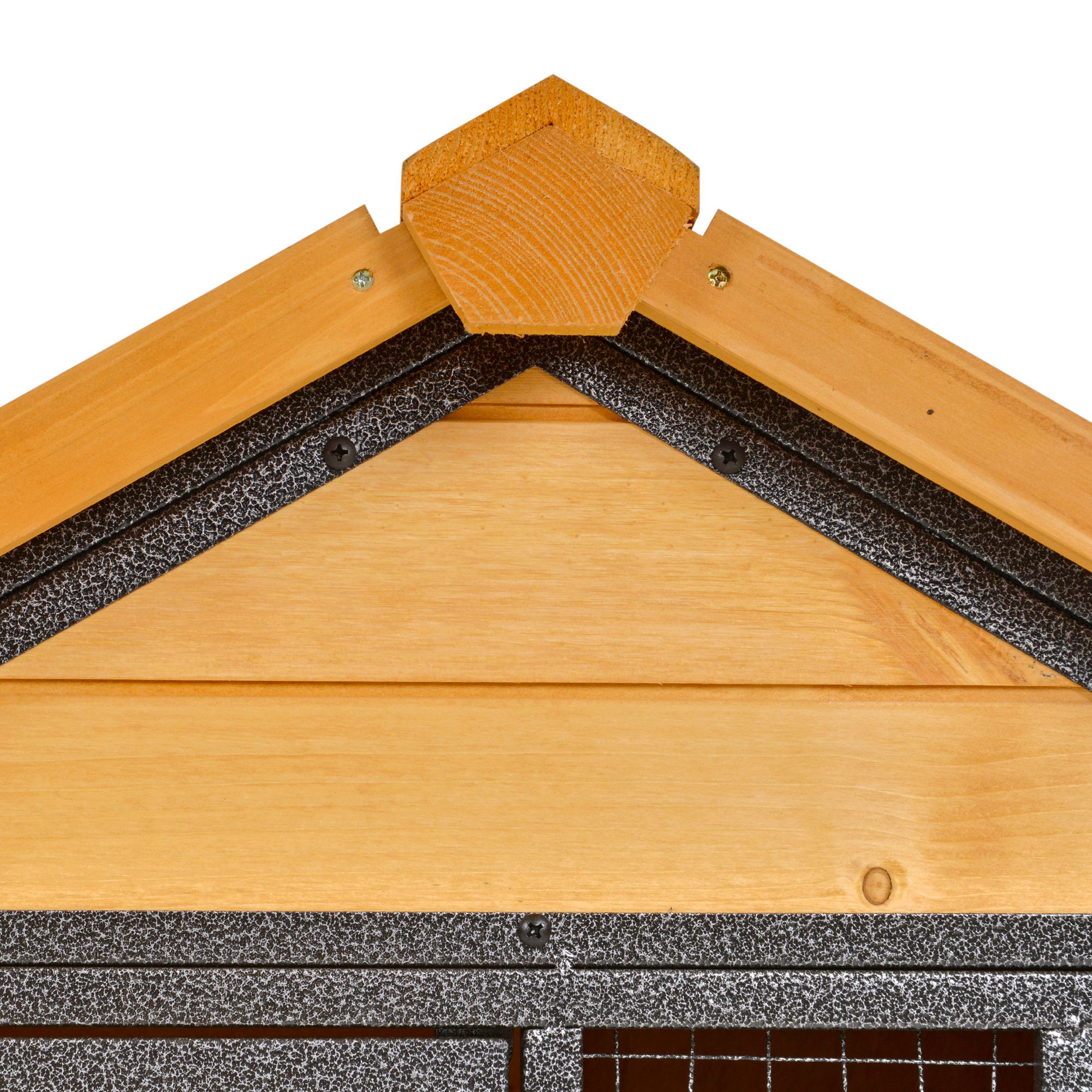 Konijnenhok verhoogd huisje met afsluitbare deur buiten hout metaal