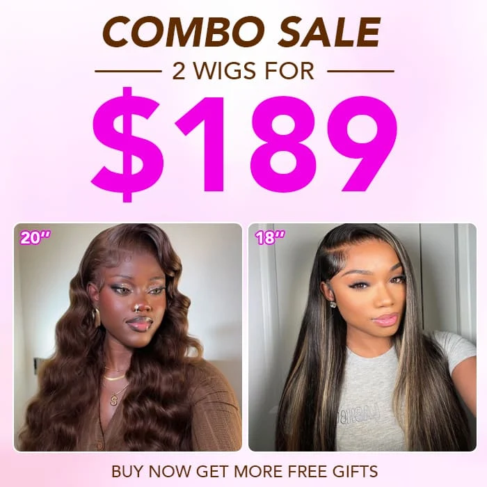 2 Wigs=$189|18 Inches 5X5 HD Lace Highlight Straight Wig+20'' Brown 5x5 HD Lace Body Wave Wig