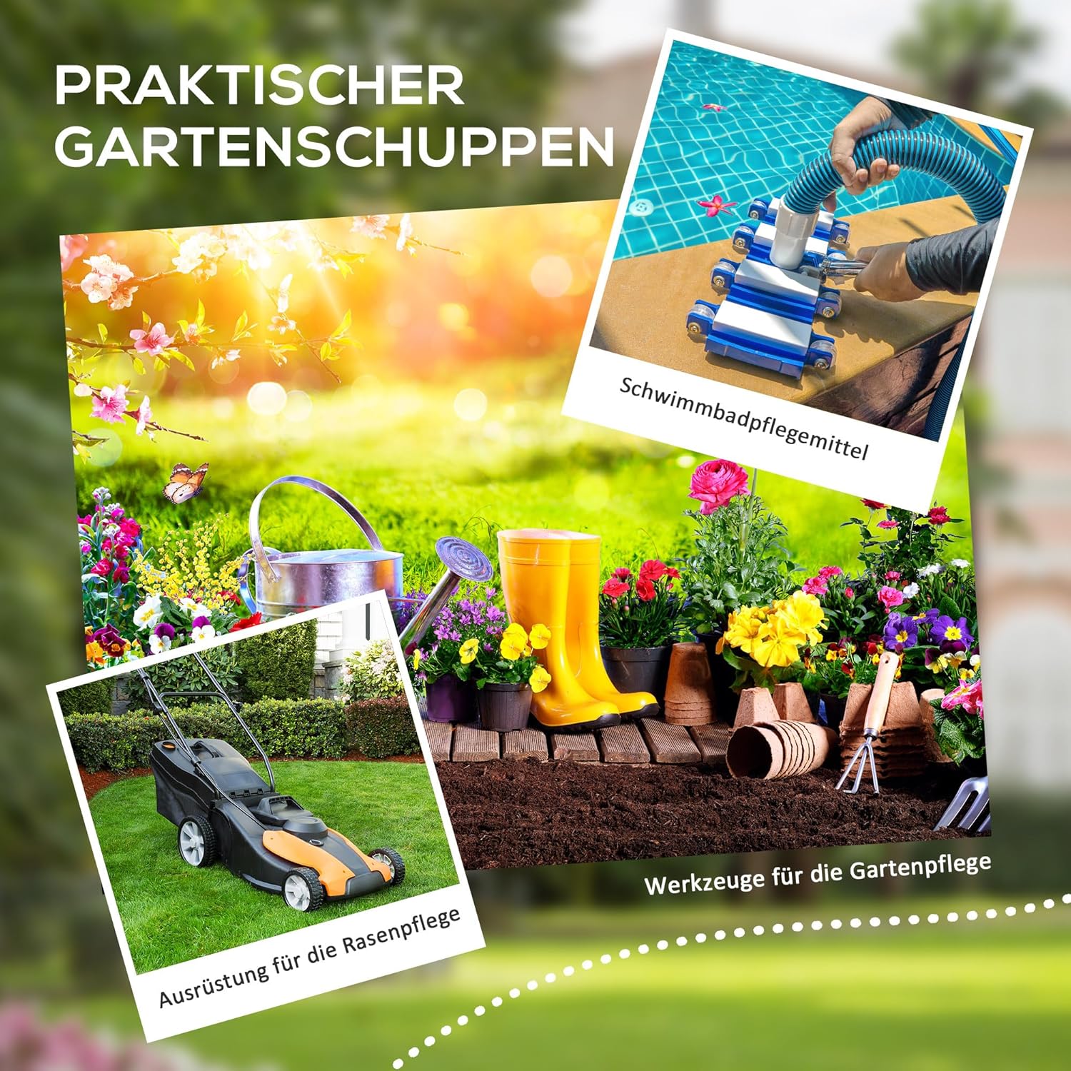 Outsunny Gerätehaus 1,54m³, Gartenhaus mit Pultdach, Boden 122 x 149 x 192/177 cm, wetterfest Geräteschuppen mit Abschließbar Tür, Fenster, Gartenschrank aus Kunststoff, für Hinterhof, Garten, Grau