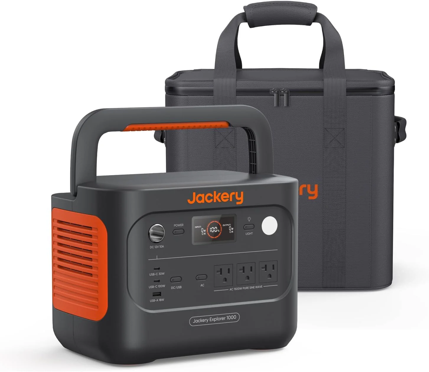 Jackery Explorer 1000 v2 hordozható erőmű és hordtáska, 1070 Wh-s LiFePO4 akkumulátor, 1500 W-os AC/100 W-os USB-C kimenet, 1 órás gyorstöltés, szolár generátor kültéri használatra és kempingezéshez