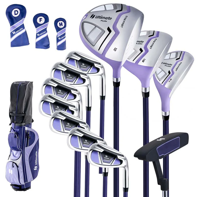 Women's Right Hand Complete Golf Club Set, 12 Pieces Golf Club Package Set with 460CC Driver, Irons 5-SW, Putter, Golf Cart Bag & Rain Hood