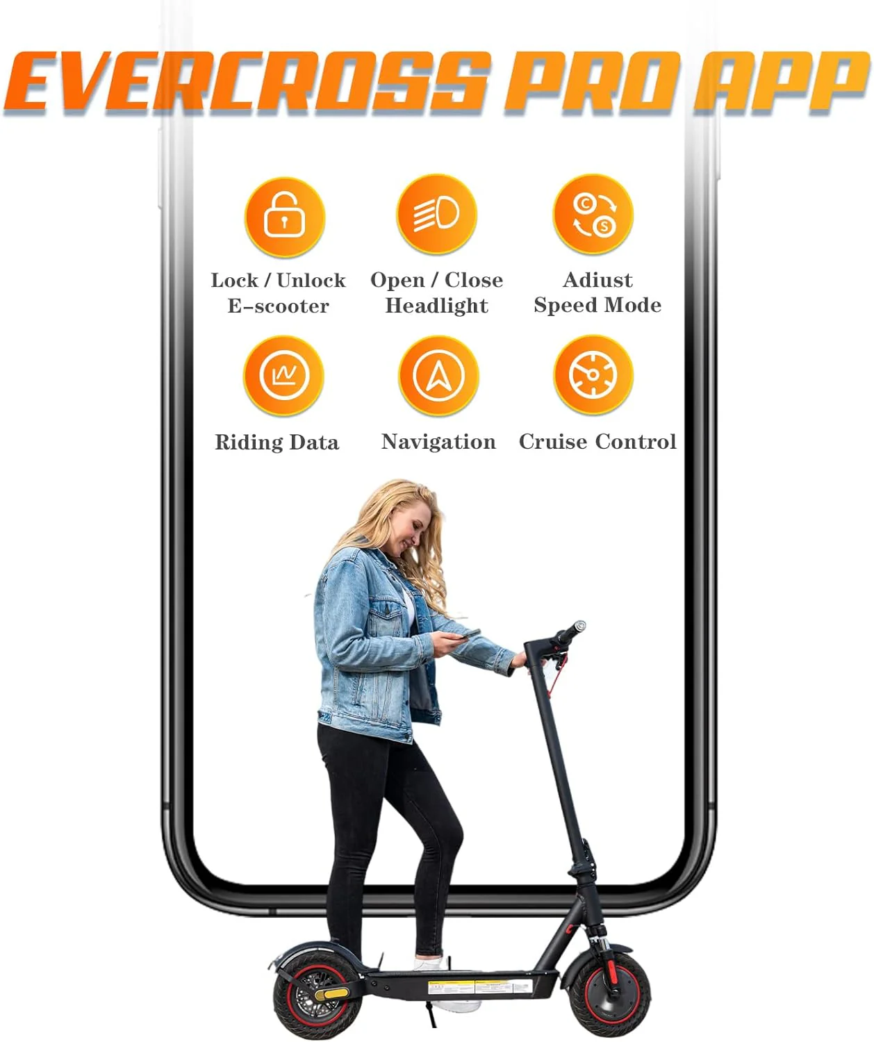 Evercross EV10K Pro 500W e-scooter met 35 km bereik, 10-inch honingraatband en IP54-bescherming