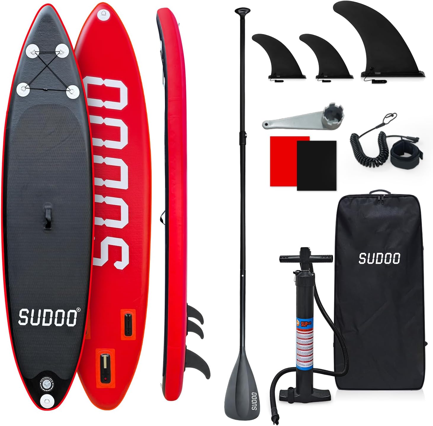 Stand Up Paddling Board Aufblasbares SUP Board für 2+1 Personen/Familien, für Erwachsene, Tragkraft bis 150KG, Stand-Up Paddle, Komplettes Zubehör mit Paddel, Flossen, Rucksack