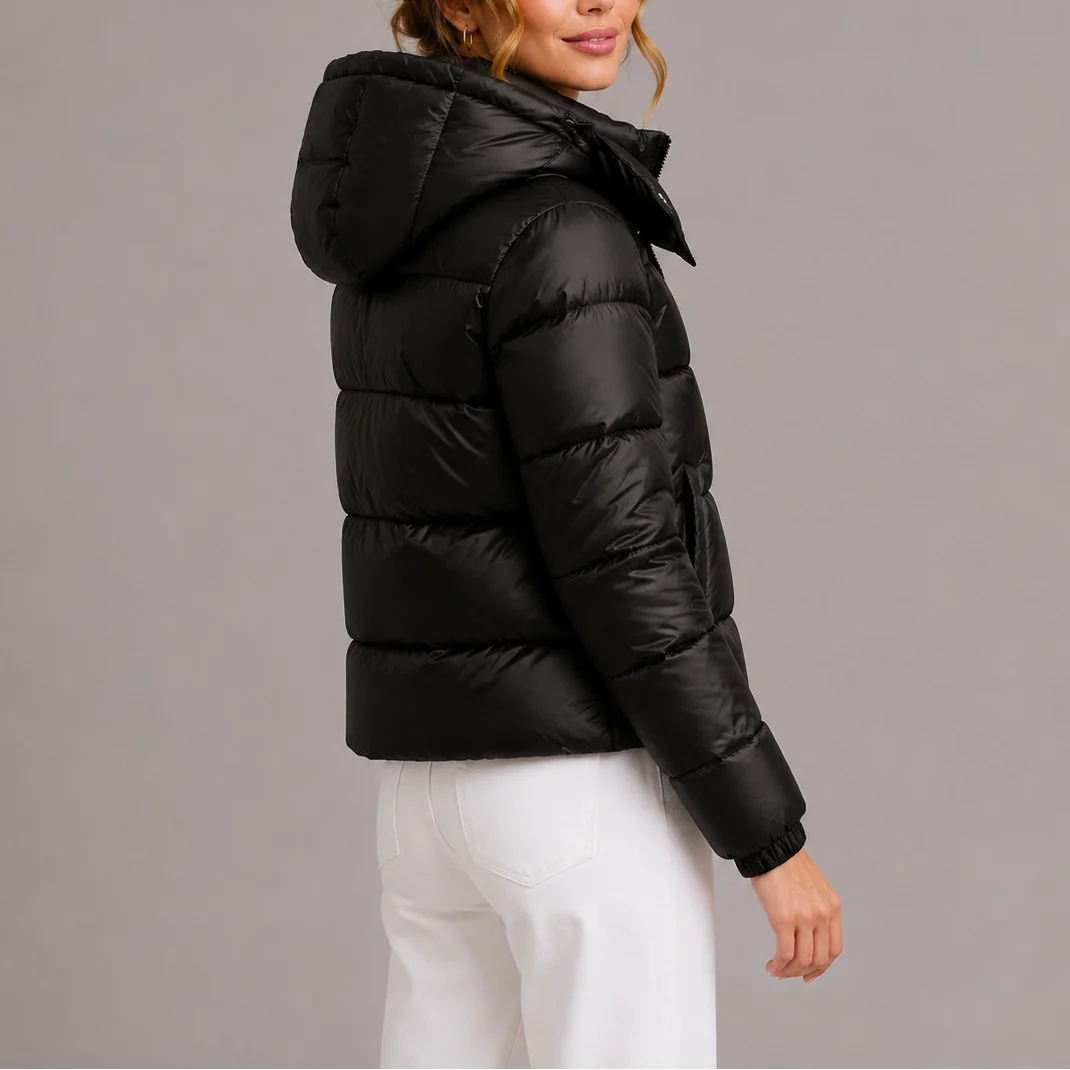 Women��s Black Quilted Puffer Jacket Lightweight Insulated Style