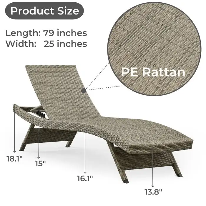 All Weather Wicker Chaise Lounge - Set of 2