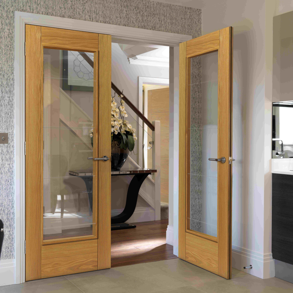 J B Kind Medina Oak Glazed Internal Door