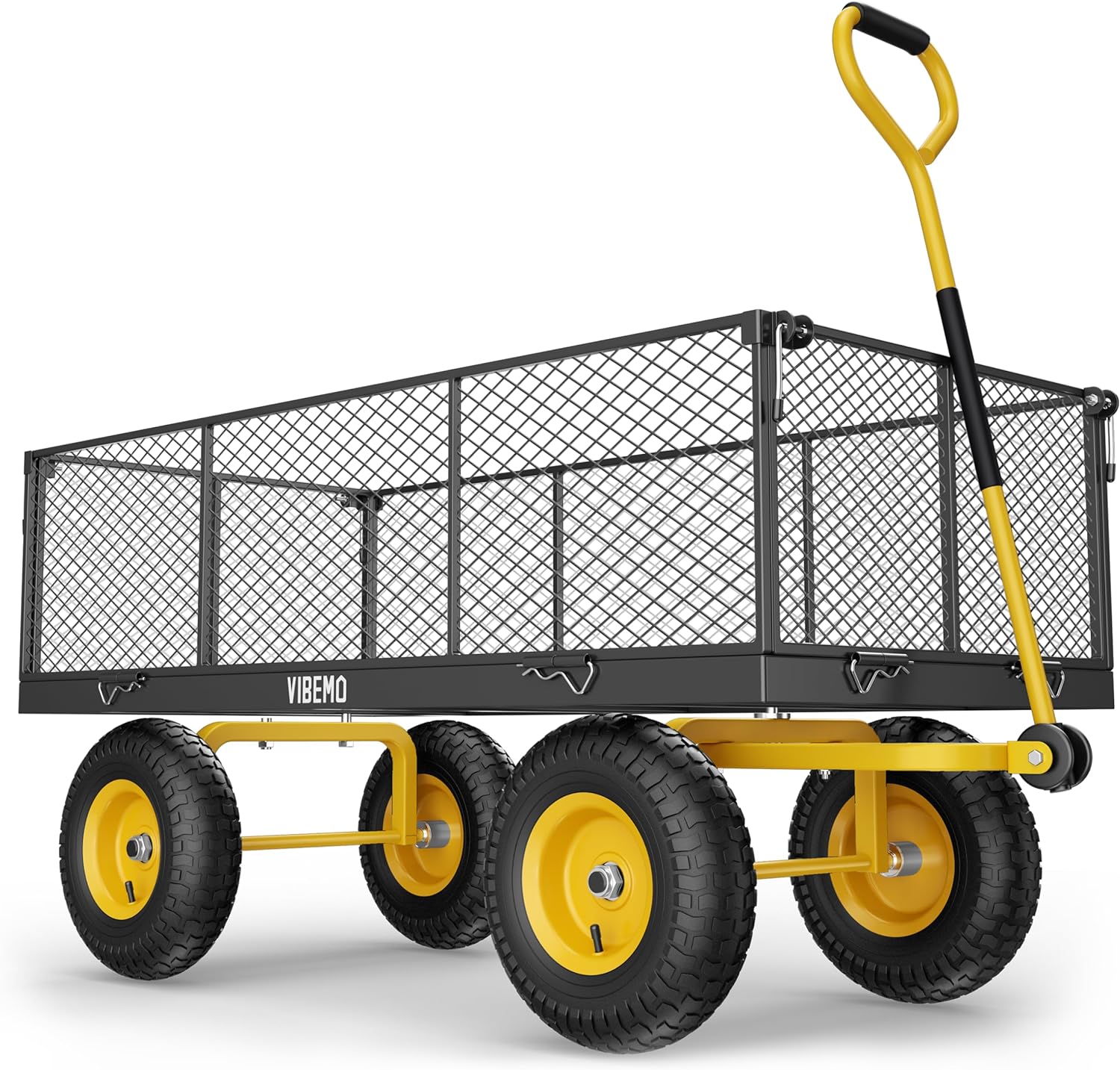 Steel Garden Cart, 2-in-1 1400 lbs Heavy Duty Utility Wagon, with Removable Mesh Sides to Convert into Flatbed, 240?? U-Turn 13