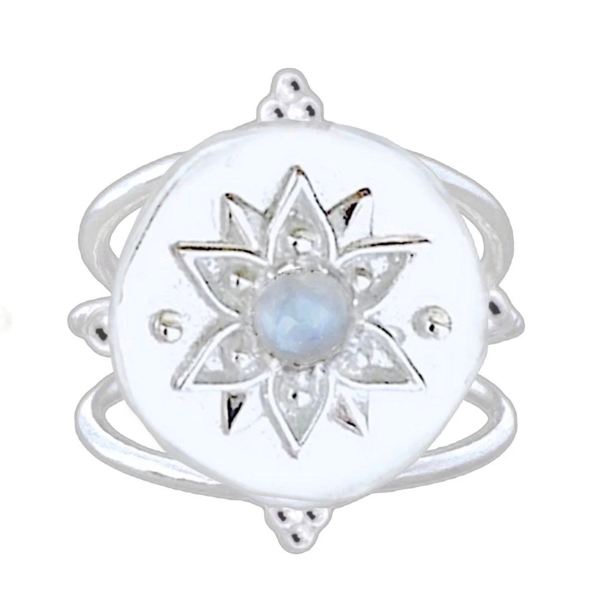 Laihas Intricate Vera May Sterling Silver Boho Ring- Moonstone Ring