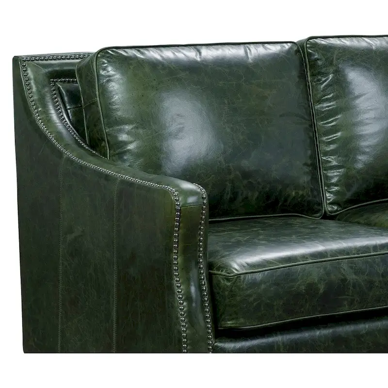 Essex Distressed Green Top Grain Leather Sofa and Two Chairs Set