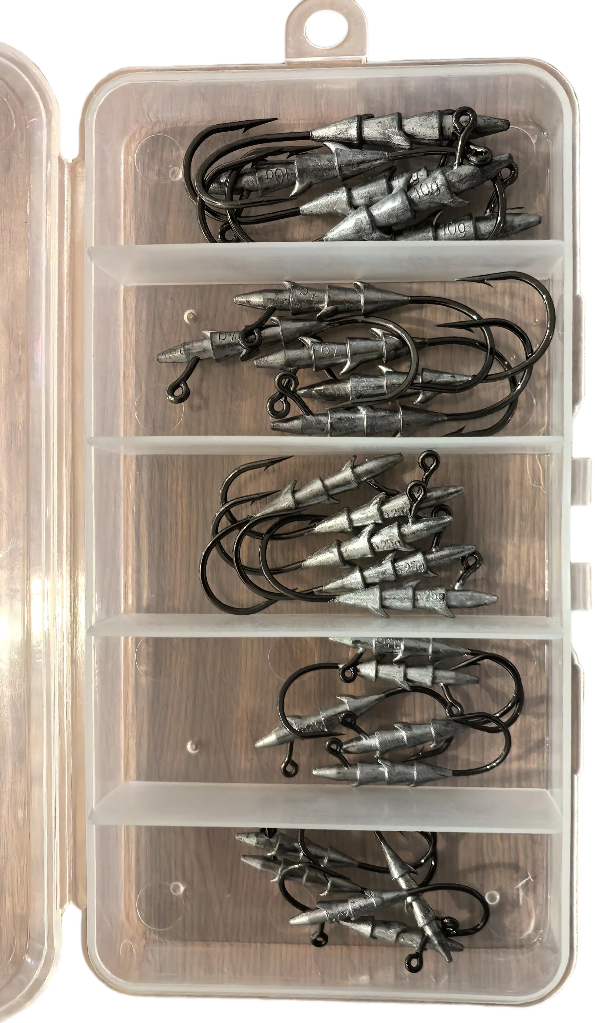 MasterPro Spiked Lock Jigheads �?25pcs Assorted 2.5g to 10g | Soft Plastic Bait Jig Heads Kit for Bream & Flathead | Tackle Box Included (D)