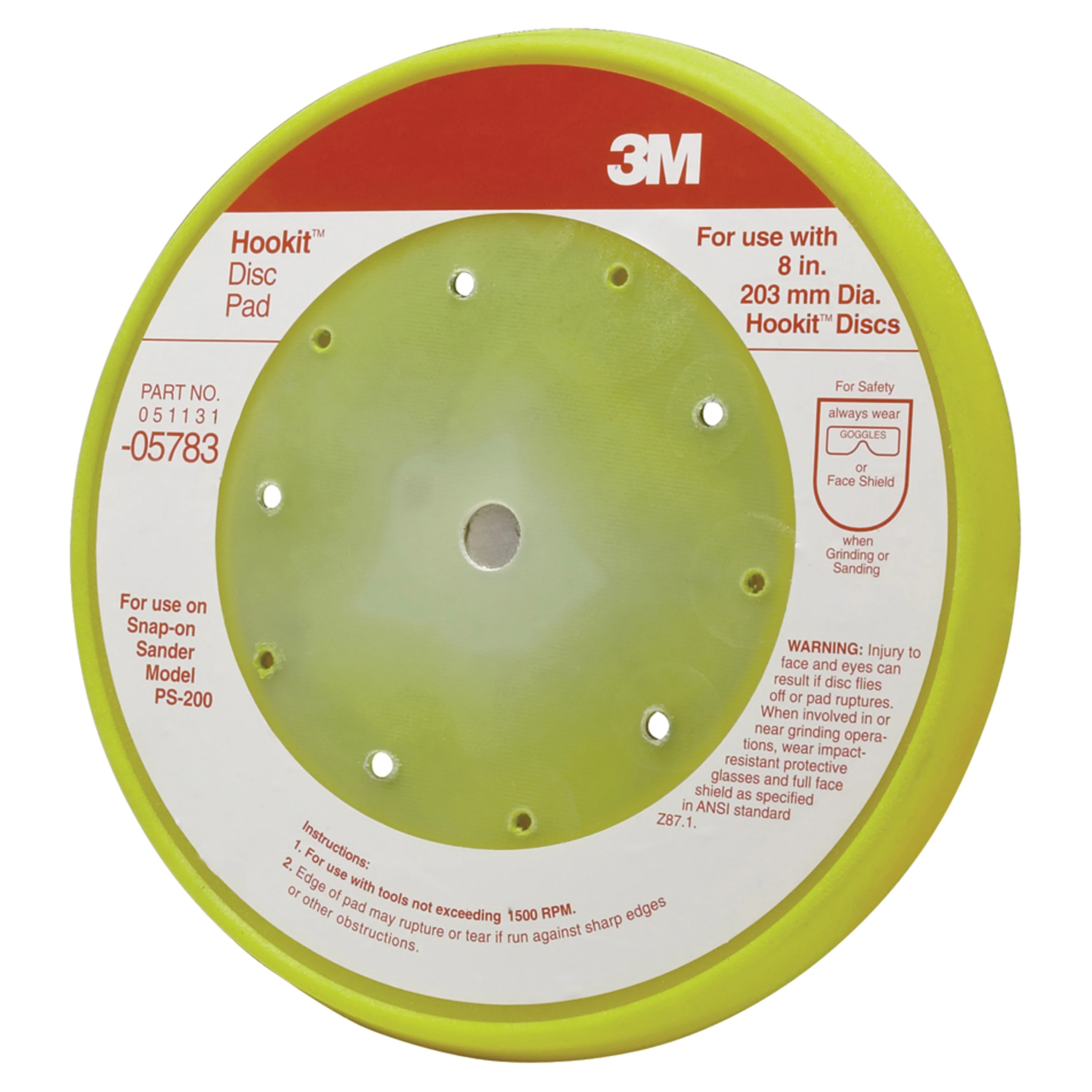 3M 05783  ~  Hookit Dust Free Disc Pad 8 in (20.32 cm)