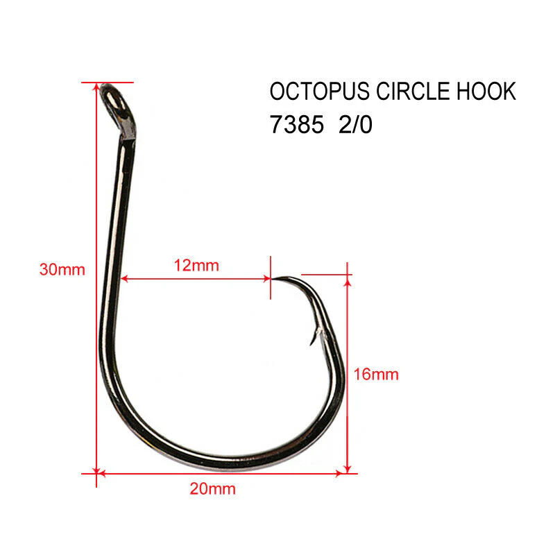 500 x #2/0 Chemically Sharpened Octopus Circle Hooks Fishing Tackle