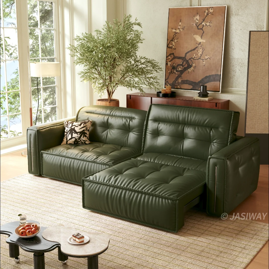 Sofá seccional de estilo moderno de piel reclinable extraíble, vista adicional 2