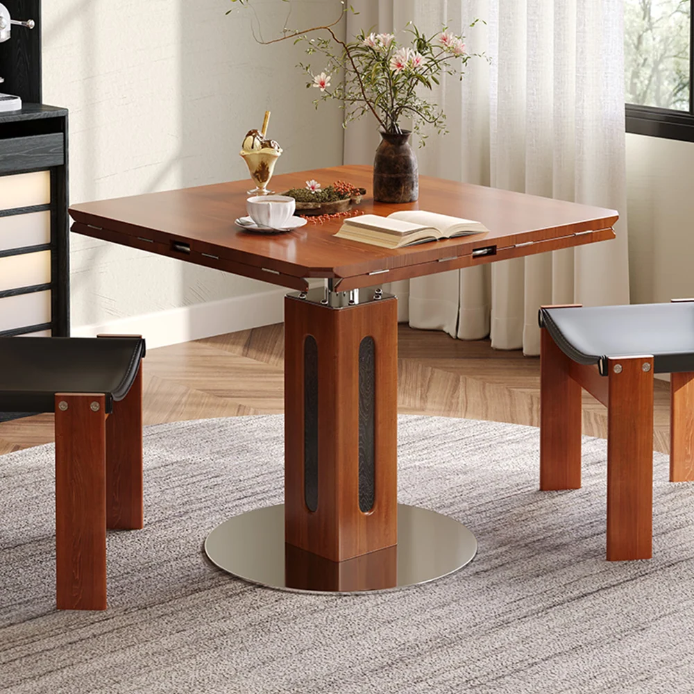 Mesa de comedor de madera maciza de forma redonda plegable, vista adicional 2