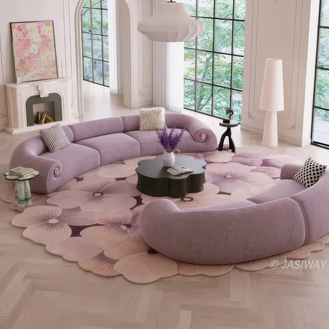 Sofá de estilo moderno de terciopelo de diseño curvo, vista adicional 2