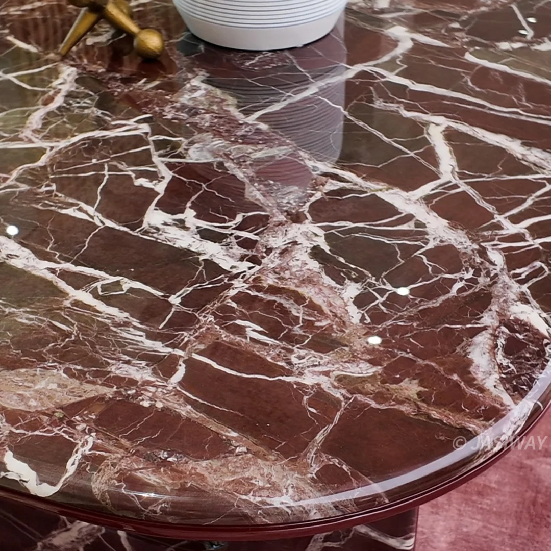 Mesa de comedor de estilo moderno con acabado de mármol de forma ovalada, vista adicional 2