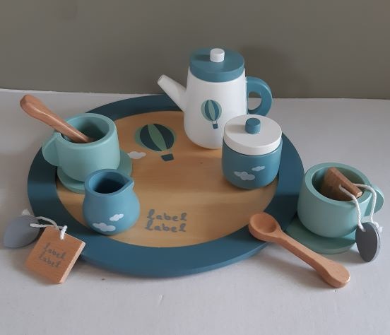 Label Label theeservies Mint-Blauw met naam