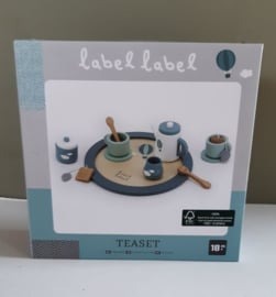 Label Label theeservies Mint-Blauw met naam