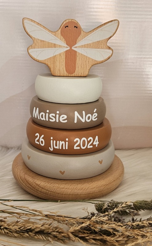 ''Label Label'' stapelringen Nougat (met naam)