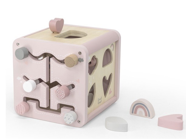 ''Label Label'' houten activiteitenkubus Roze (met naam)