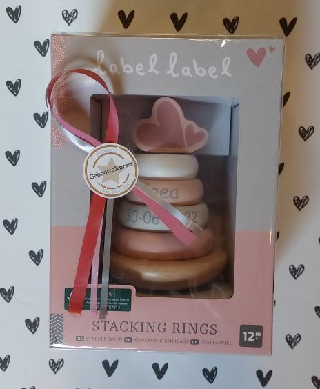 ''Label Label'' stapelringen Roze (met naam)