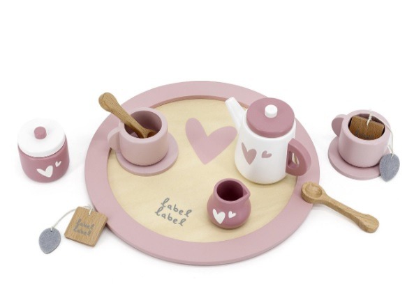 Label Label theeservies Roze met naam