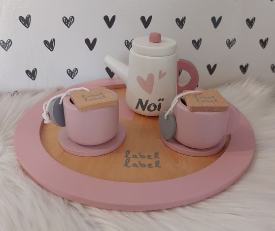 Label Label theeservies Roze met naam