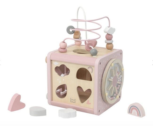 ''Label Label'' houten activiteitenkubus Roze (met naam)