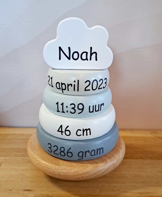 ''Label Label'' stapelringen Blauw (met naam)