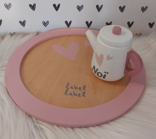 Label Label theeservies Roze met naam