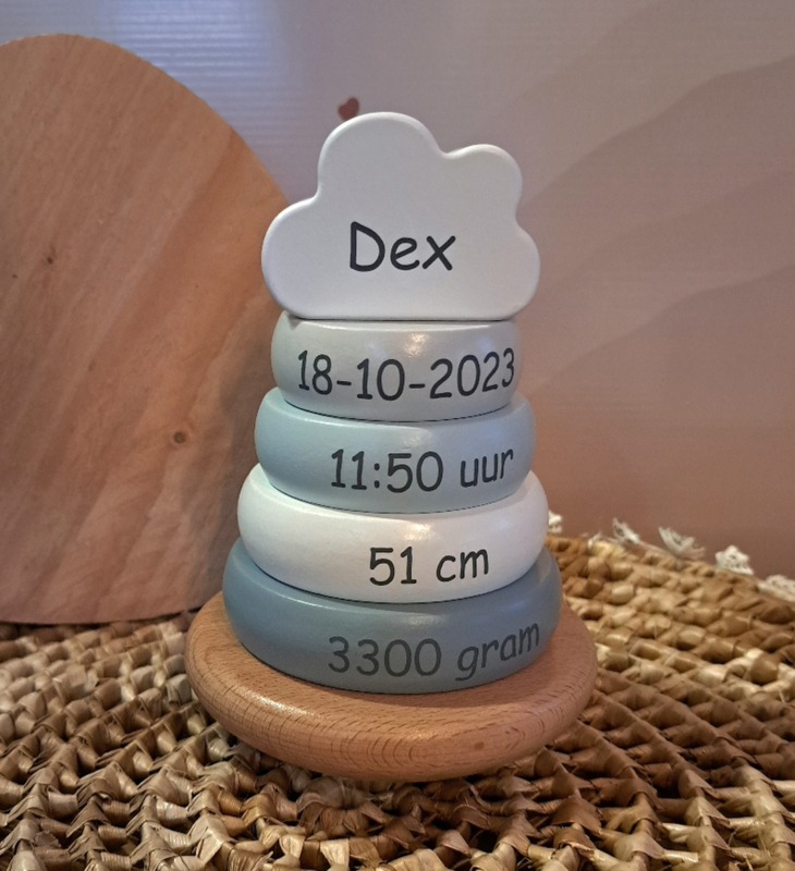 ''Label Label'' stapelringen Blauw (met naam)