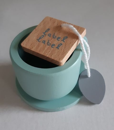 Label Label theeservies Mint-Blauw met naam