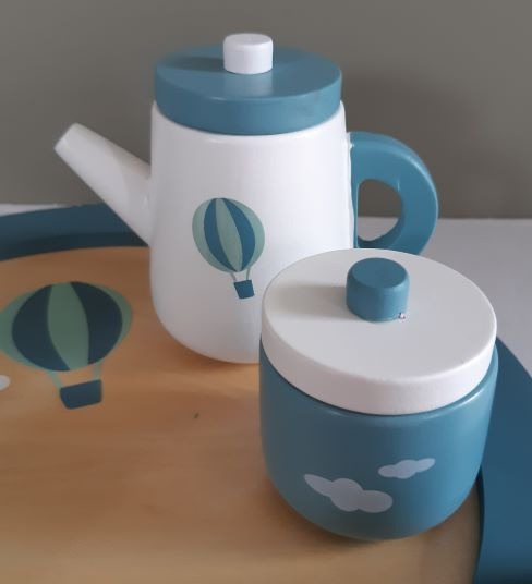 Label Label theeservies Mint-Blauw met naam