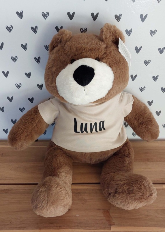 Knuffel beer bruin met of zonder naam