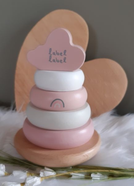 ''Label Label'' stapelringen Roze (met naam)