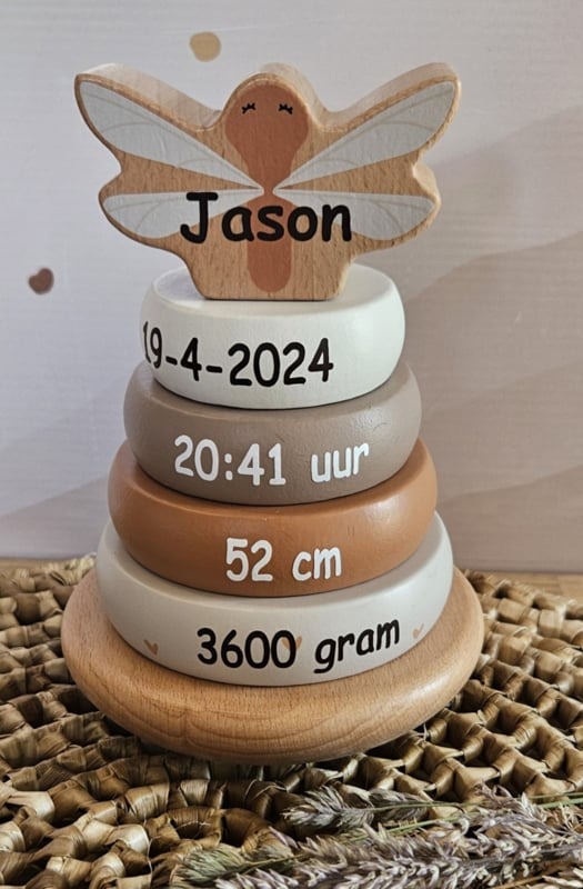 ''Label Label'' stapelringen Nougat (met naam)