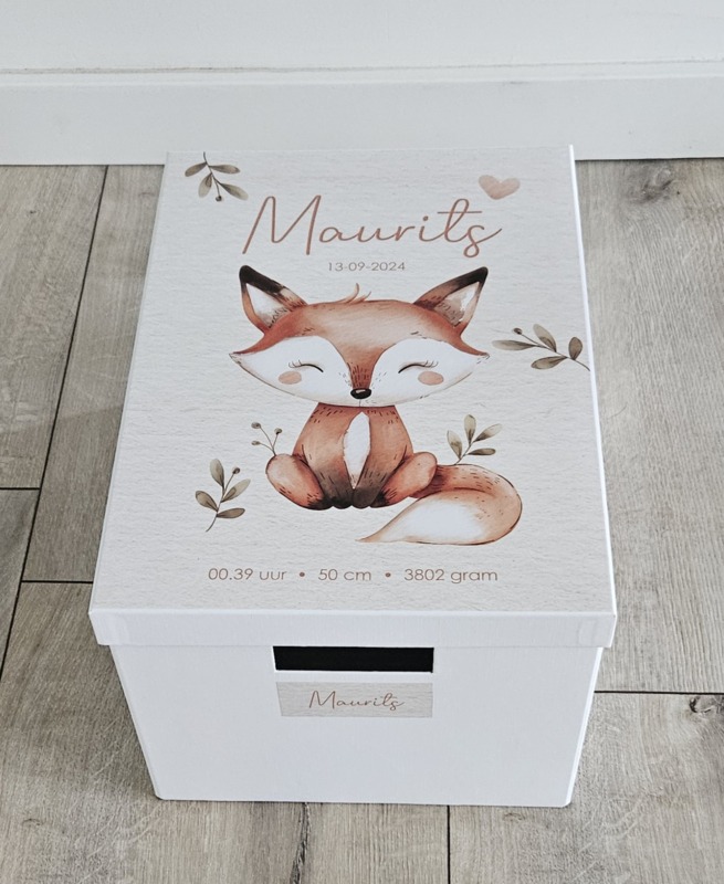 Bewaardoos met naam Schattig Vosje