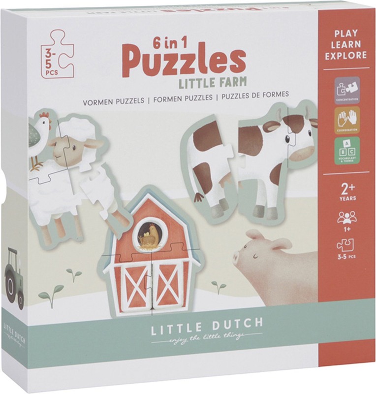 Little Dutch 6 in 1 vormenpuzzel ''Little Farm''