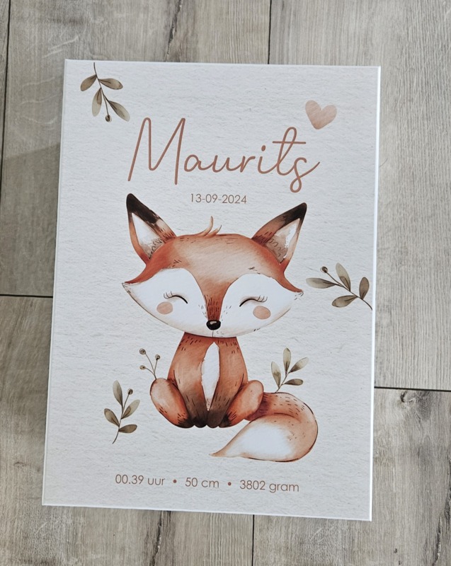 Bewaardoos met naam Schattig Vosje