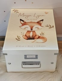Bewaardoos met naam Schattig Vosje
