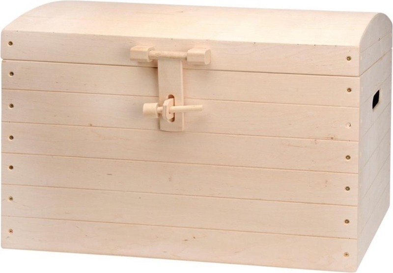 Houten speelgoedkist met naam Hartjes beige