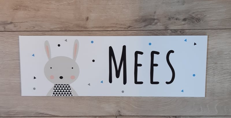 Kunststof naambordje geboorte konijn jongen