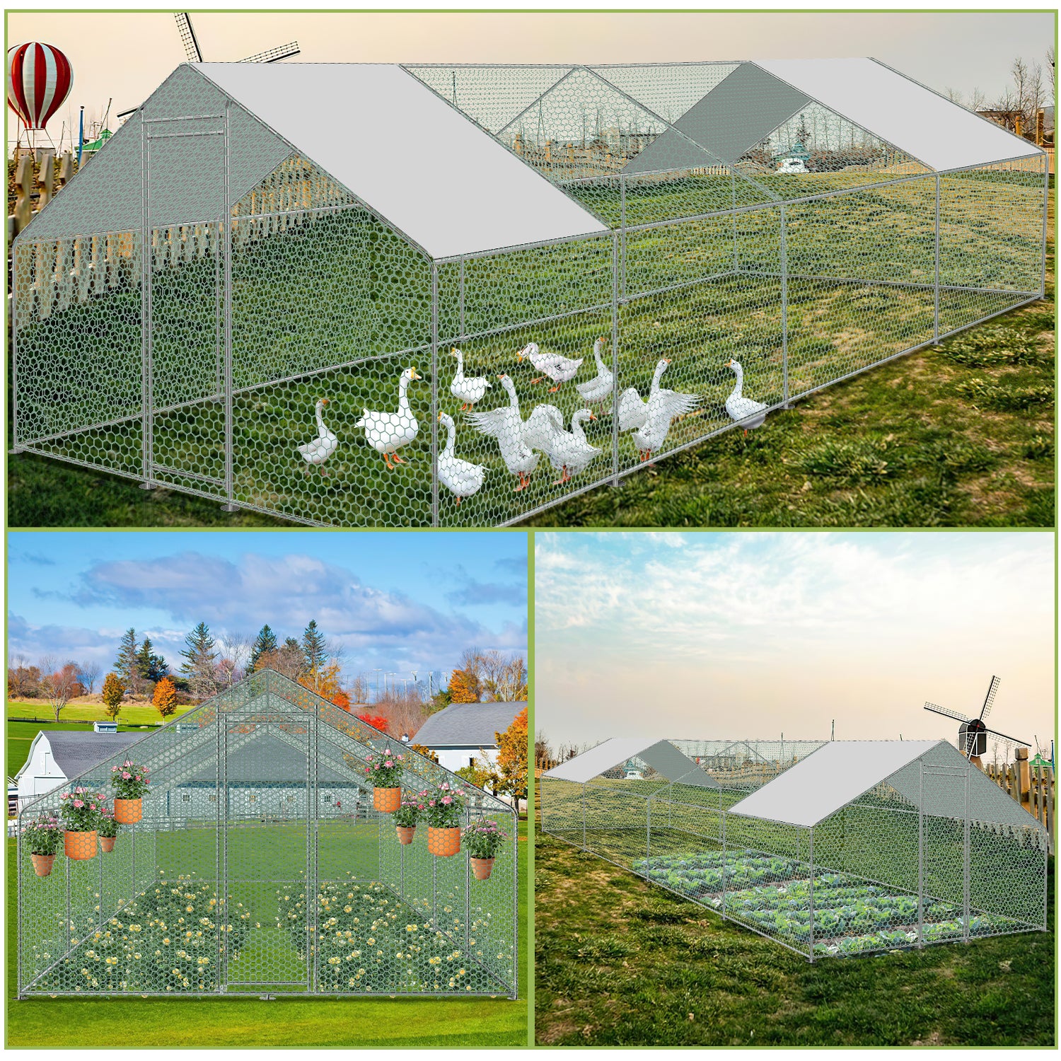 2025 Sonnewelt Kippenhok met PE-zeildoek 3x8x2m