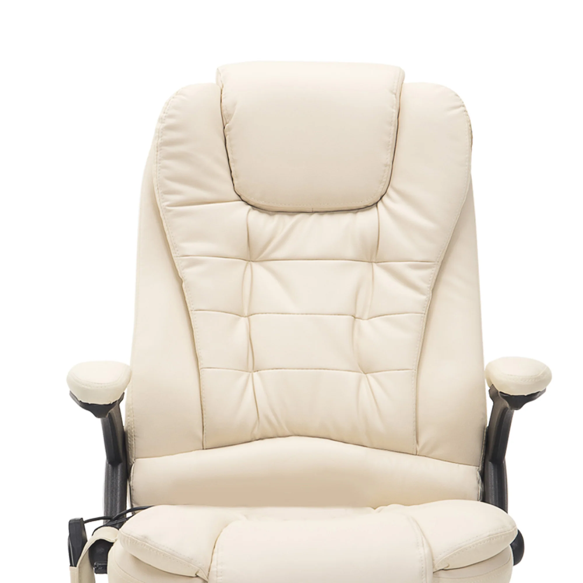 Executive bureaustoel met massage en verwarming, hoge rug PU-lederen bureaustoel, beige
