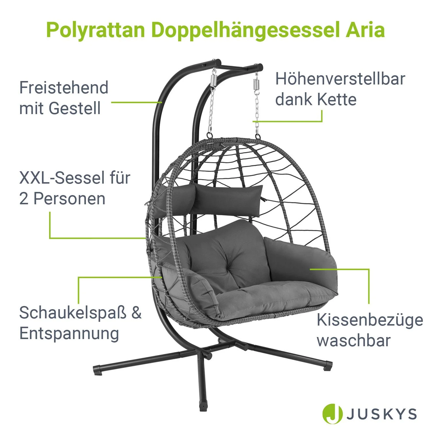 2025 Polyrattan Dubbele Hangstoel Aria