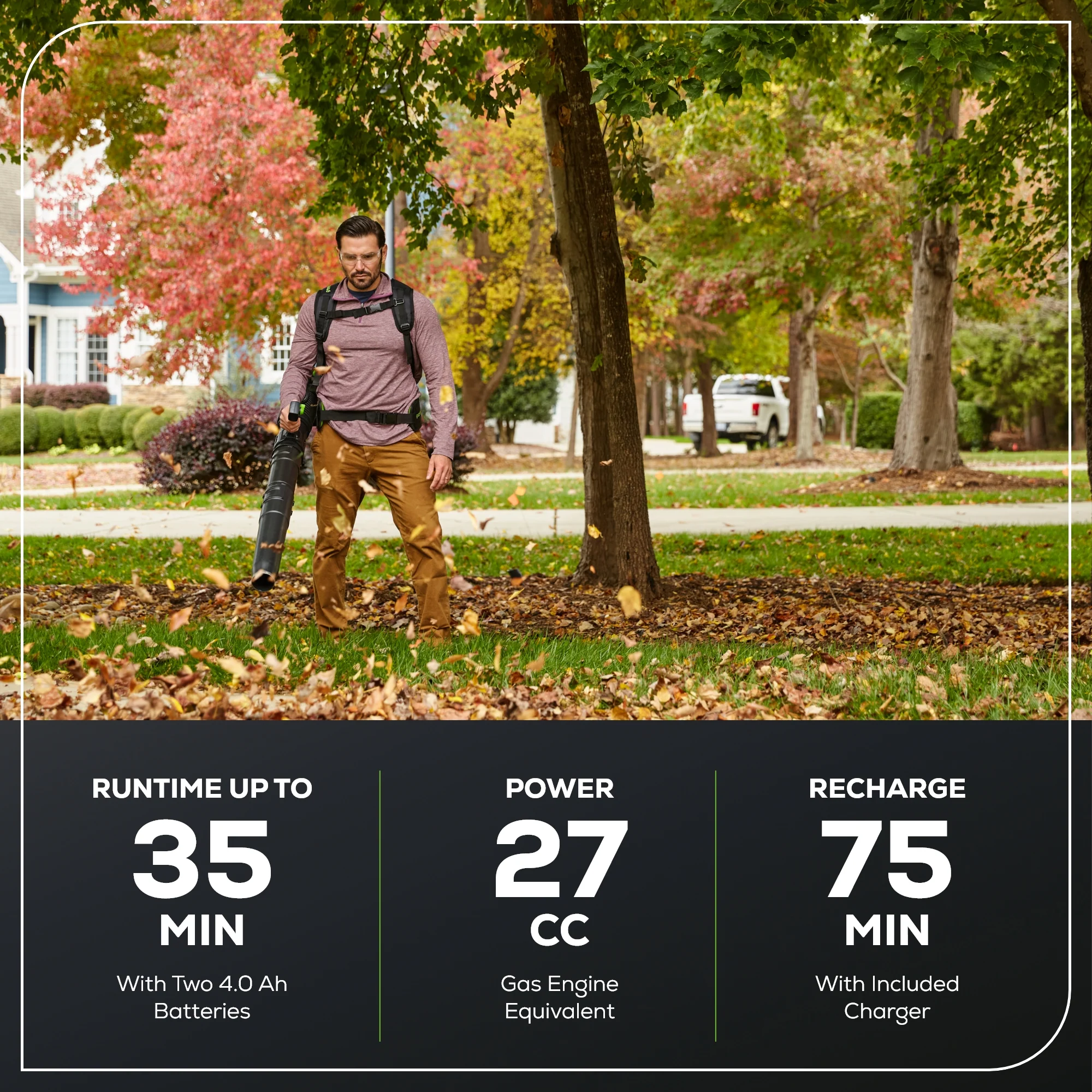 Draadloze Rugstofzuiger 80V 690 CFM met Twee (2) 4.0Ah Batterijen en Snellader met Dubbele Poort